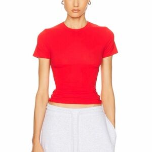 SKIMS Red Crewneck Short-Sleeve Crop Top